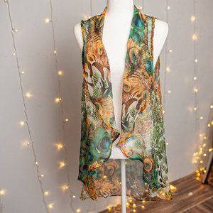 Peacock vest and scarf